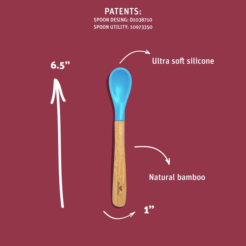 Avanchy Bamboo & Silicone Infant Training Spoons, BPA Free - Soft Tip, Easy on Gums, First Stage Feeding Utensils for Baby-Led Weaning, Self-Feeding, Assorted w/Pink - Image 2
